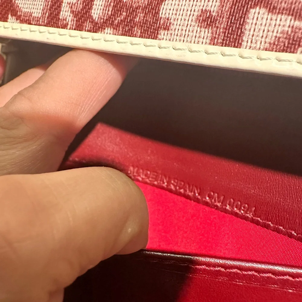DIOR Trotter Canvas Leather Long Bifold Wallet Rogue Burgundy